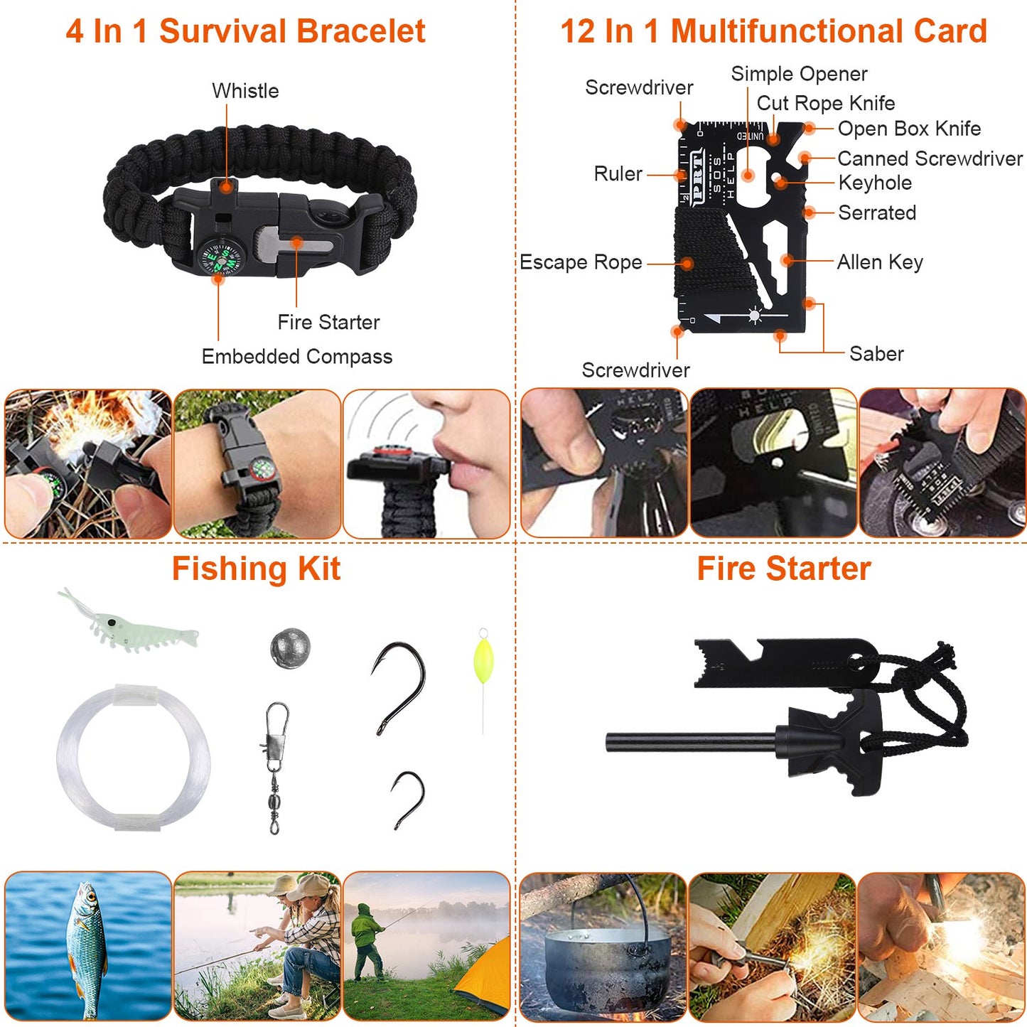 survival kit, 125 Pcs emergency kit, first aid, preparedness, camping, outdoor, tactical