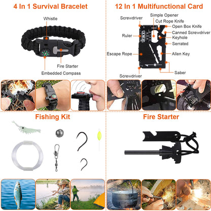 survival kit, 125 Pcs emergency kit, first aid, preparedness, camping, outdoor, tactical