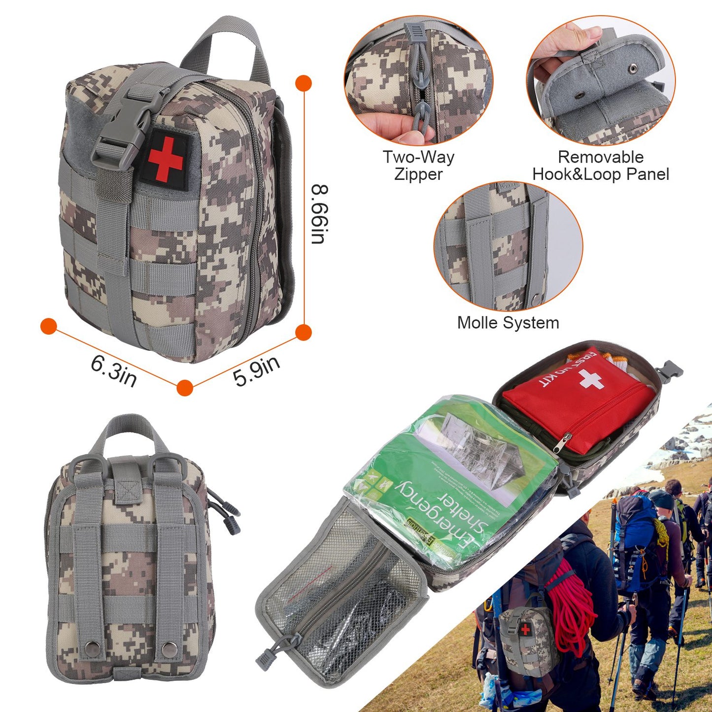 survival kit, 125 Pcs emergency kit, first aid, preparedness, camping, outdoor, tactical